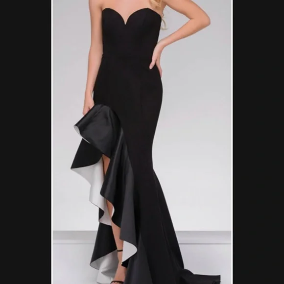 Jovani Black and White Strapless Ruffle Formal Dress. - Picture 12 of 12